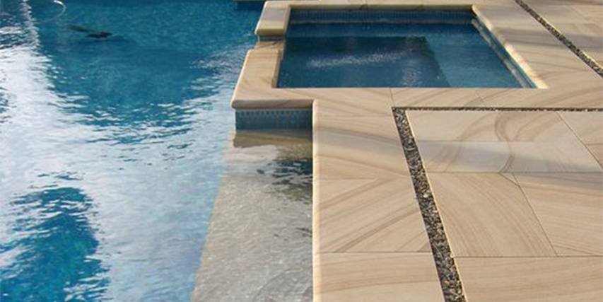Natural stone pool coping